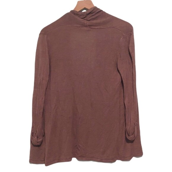 Joan Vass Brown Cardigan Sweater Roll Tab Sleeve Size Small - Picture 2 of 5